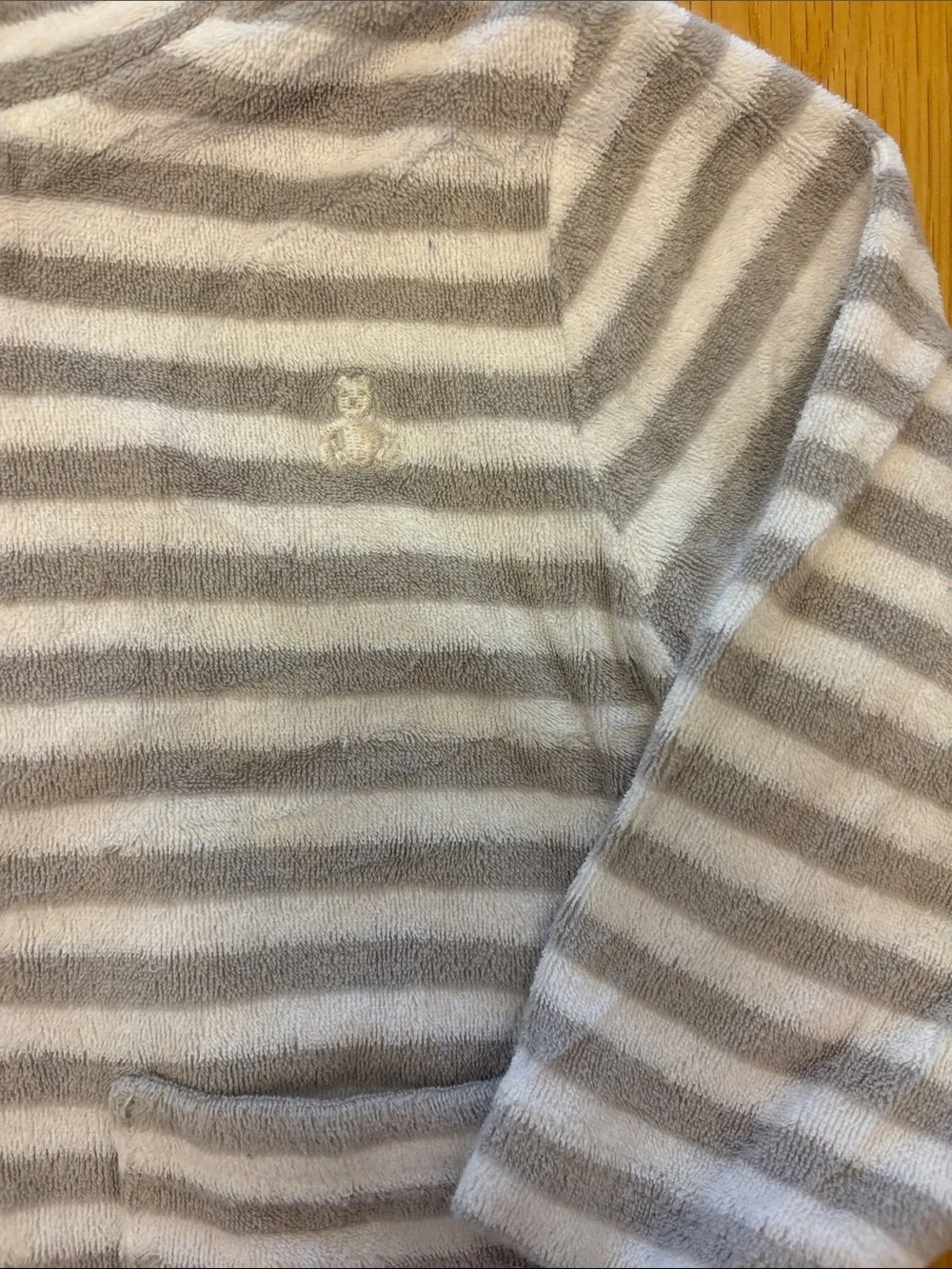 GAP Gray/beige & White Striped Hooded Baby Jacket with Ears - size 18-24 months